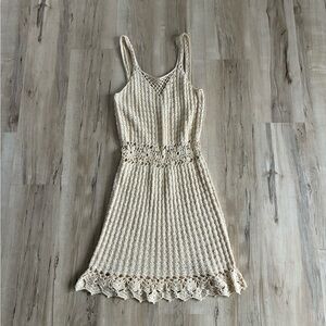 Crochet Tulip Bottom Midi Dress Floral Detail Bohemian